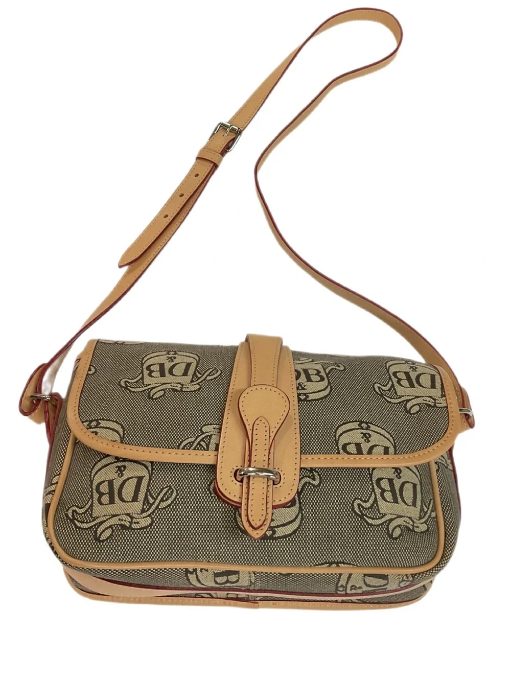 Vintage Dooney & Bourke Signature Flap Tan Brown Crossbody Bag Authenticated